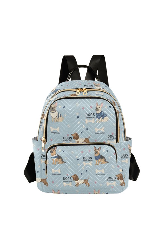 Cute German Shepherd Pattern Fashion Backpack Quilted Lightweight Women Travel Daypack 14L
