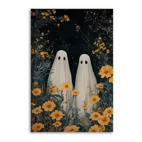 Cute Ghost Among Flowers on Halloween Canvas Art Poster and Wall Art Picture Print Modern Family bedroom Decor Posters 12x18inch(30x45cm)