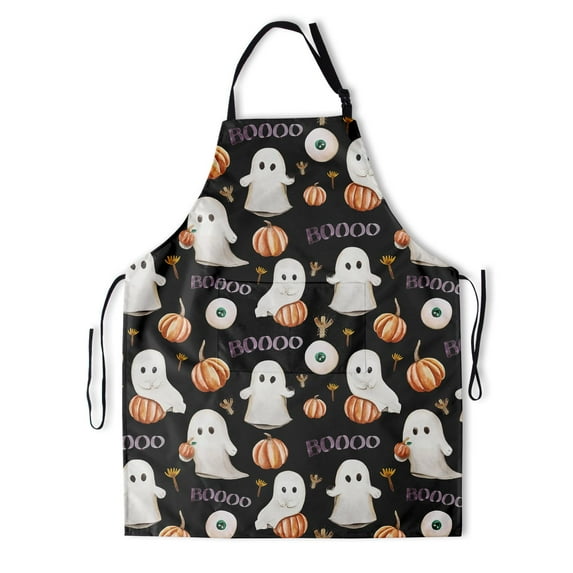 Cute Ghost Aprons for Women Pumpkin Cooking Apron with Pockets Kitchen Apron Adjustable Neck for Men Home Holiday Decorations Gift