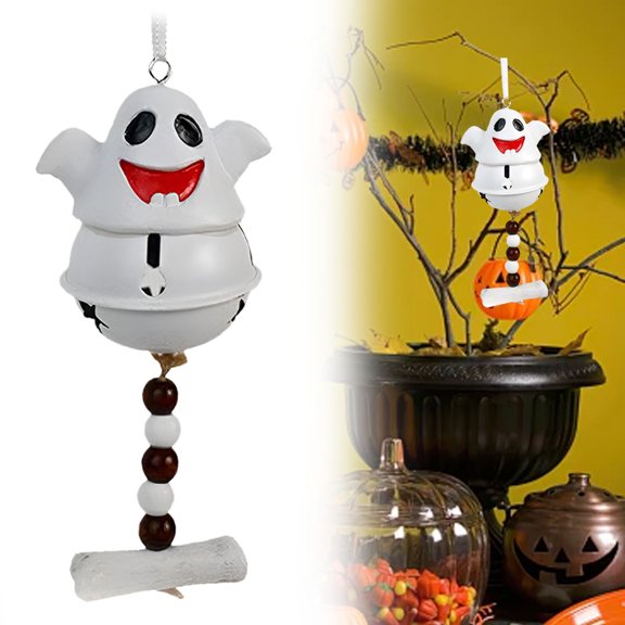 Cute Ghost Bell Ornament - Halloween & Christmas Hanging Decor, Sturdy Plastic Pendant for Tree, Door & Mantel