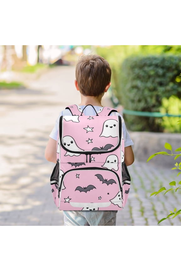 Cute Ghost Bites Backpack Big Laptop Backpack Casual Daypack Quilted Large Capacity Large Bookbags