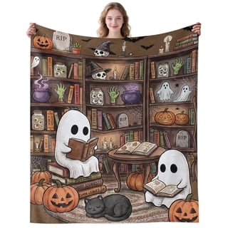 Cute Ghost Blanket Gifts for Women Men Adults Ghost Lovers Soft Cozy Halloween Ghosts Throw Blankets for Couch Home Decor Birthday Gifts 50×40 Inch