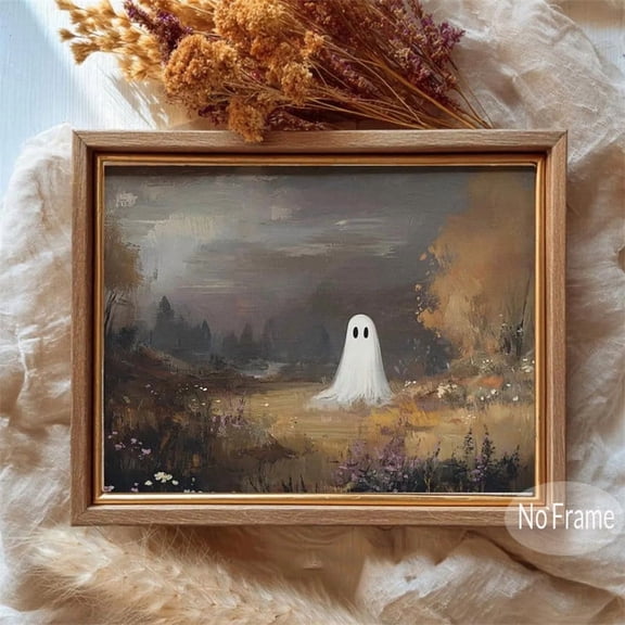 Cute Ghost Canvas Art Prints Painting Spooky Ghost Picture Artwork Home Bedroom Halloween Decoration No Frame