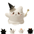 thumbnail image 1 of Cute Ghost Cat Plushies, Halloween Black & White Kitten Stuffed Animal with Star Magic Wand Plush Toys, Pumpkin Hat Option, Spooky Halloween Bedroom Ornament Gifts for Kids Girls B, 1 of 5
