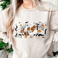 thumbnail image 1 of Cute Ghost Cat Sweatshirt, Halloween Shirt with Coquette Bow and Floral Details, Spooky Season SWEAT Sweatshirt for Cat Lovers, Pumpkin Cat Fall Top, 1 of 5