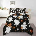 Cute Ghost Comforter Set Cartoon Halloween Lights Twin Bedding Sets for