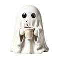 thumbnail image 1 of Cute Ghost Decoration with Coffee Cup, 1 Piece, White Ceramic, for Halloween Desk and Home Display, Halloween Ghost Decor, 1 of 3