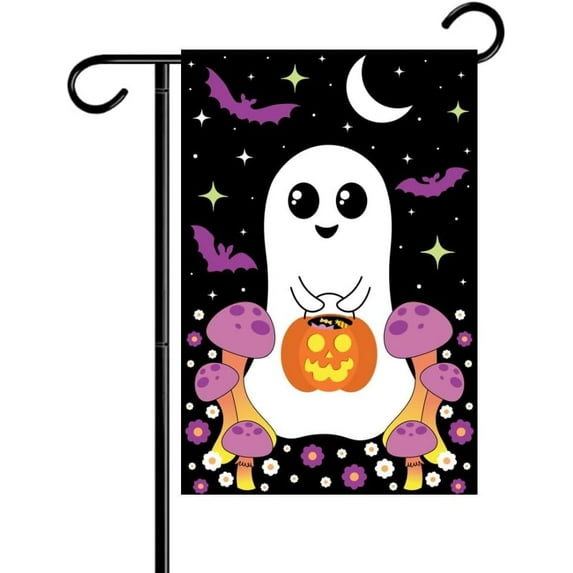 Cute Ghost Double-Sided Garden Flag 12x18 Fall Yard Decor Outdoor Garden Welcome Flag for Lawn Farm and Patio Banner