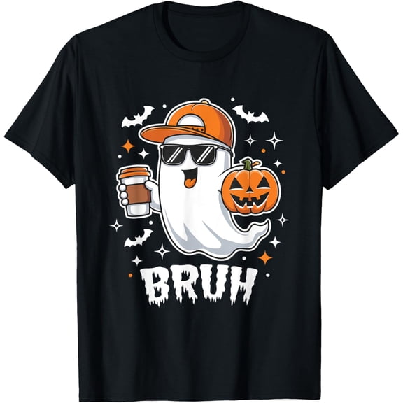 Cute Ghost Drinking Coffee Halloween Ghost Coffee Vintage Gifts For Men Woman T-shirt