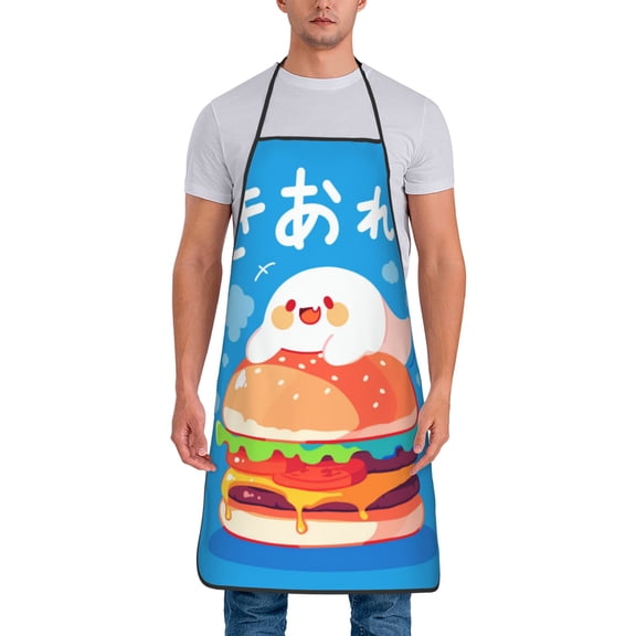 Cute Ghost Eat Hamburg Aprons for Women Men Waterproof For Kitchen Cooking BBQ Gardening Painting Mechanic