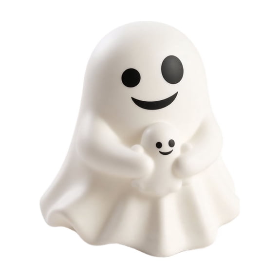 Cute Ghost Figurine Holding Mini Baby Ghost, Halloween Decorations Indoor, Ghost Decor Resin Mini Statue for Home Office Desk Shelf Mantel, Halloween Gift