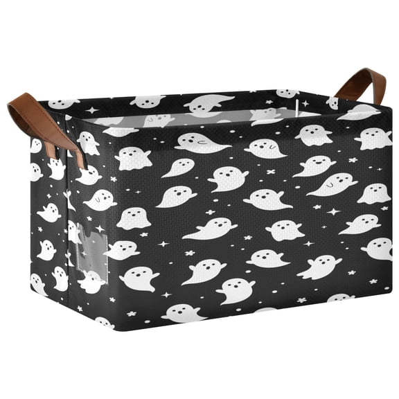 Cute Ghost Foldable Storage Large Fabric Storage Baskets Organizer Storage Bins with Handles for Shelves