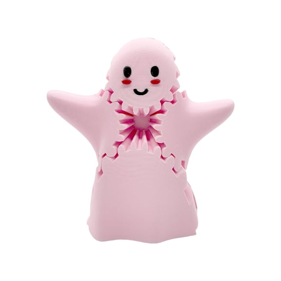Cute Ghost Gear Cube 3D Printed Toy, Plastic Ghost Rotating Gear Decor For Home And Office, Fun Desktop Ornament