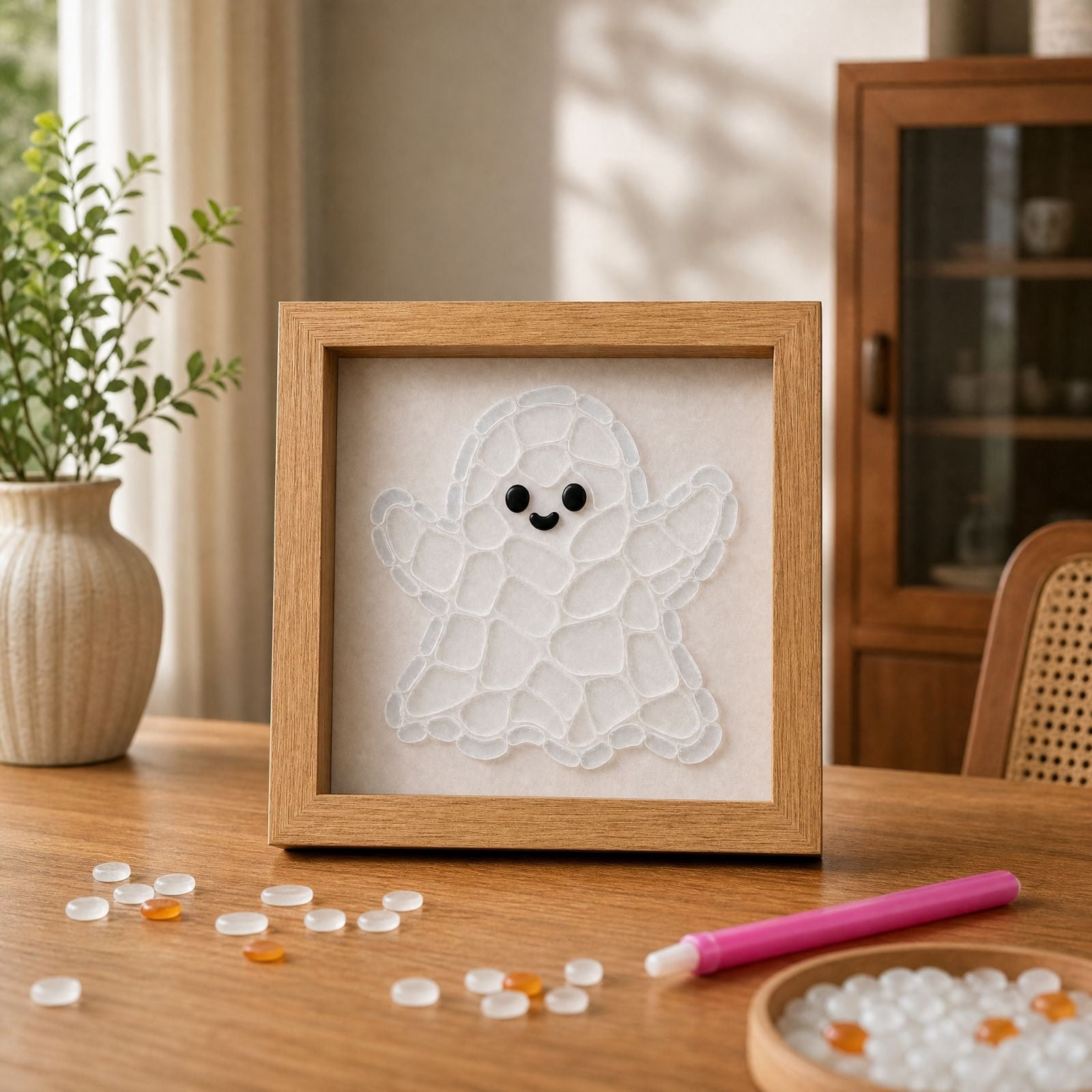 Cute Ghost Glass Art Kit, DIY Glass Mosaic Craft Kit for Halloween Wall ...