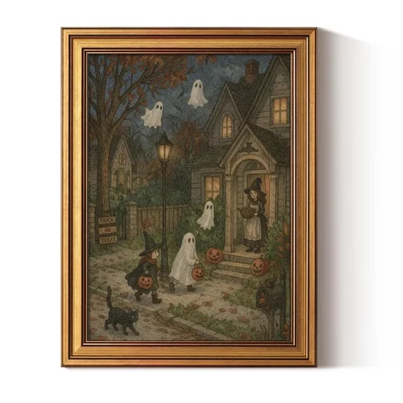 Fun Ghost Poster Cute Ghost Graphic Design Vintage Halloween Poster - Walmart.com