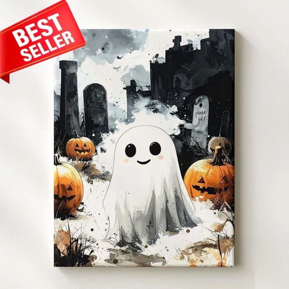 Cute Ghost Graveyard Quirky Contrast Small Some Spirits Dont Poster Wall Art