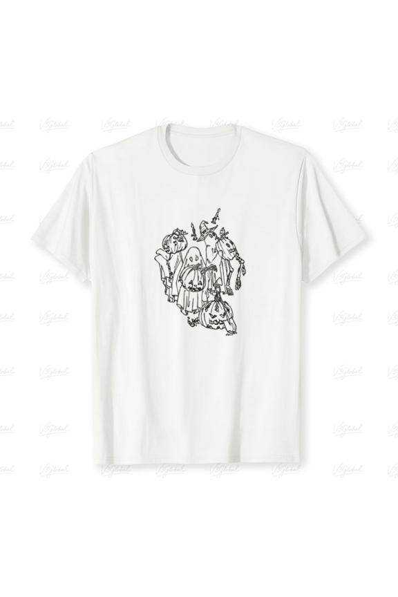 Cute Ghost Group Retro Halloween Scene Cartoon Graphic Design Unisex T-Shirt up to size 5XL