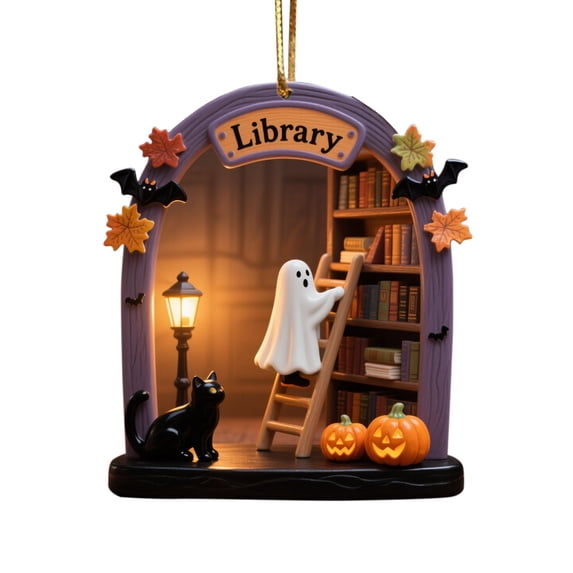 Cute Ghost Halloween Hanging Decorations - Friendly Ghost Ornament for Home, Halloween Tree, Shelf Display - Spooky Whimsical Holiday Decor
