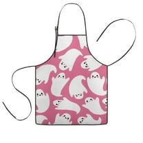 Cute Ghost Halloween Pattern Kids Aprons for Girls and Boys,Adjustable Neck Strap Toddler Aprons for Kids Cooking Baking,23.6"x19"