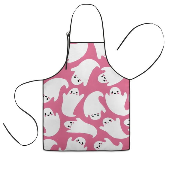 Cute Ghost Halloween Pattern Kids Aprons for Girls and Boys,Adjustable Neck Strap Toddler Aprons for Kids Cooking Baking,23.6"x19"