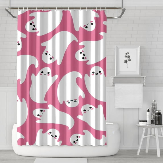 Cute Ghost Halloween Pattern Shower Curtain 72"x72" ,Bathroom Decorative Shower Curtains Set with 12 Hooks,Modern Waterproof Washable Shower Curtain