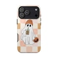 thumbnail image 1 of Cute Ghost Halloween Phone Case, Iced Coffee & Pumpkin Illustration, Artistic Protective Cover for iPhone 17 16 15 14 13 12 11 Plus Pro Max Mini, 1 of 6