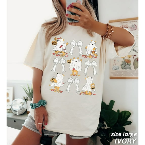 Cute Ghost Halloween Shirt, Vintage Halloween Tee, Girly Coquette Bow Fall Shirt, Retro Halloween Tee