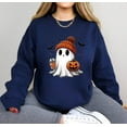 thumbnail image 1 of Cute Ghost Halloween Sweat Sweatshirt, Cozy Fall Sweatshirt for Women with Coffee and Boogie Vibes, Perfect for Parties and Spooky Season, 1 of 5