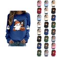 thumbnail image 1 of Cute Ghost Halloween Sweatshirts for Women 2025 Crewneck Ghost Coffee Pumpkin Graphic Sweatshirt Pullover Tops, 1 of 5