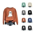 thumbnail image 1 of Cute Ghost Halloween Sweatshirts for Women 2025 Long Sleeve Crewneck Cute Graphic Sweatshirt Pullover Tops, 1 of 4