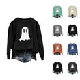 thumbnail image 1 of Cute Ghost Halloween Sweatshirts for Women 2025 Long Sleeve Crewneck Cute Graphic Sweatshirt Pullover Tops, 1 of 4