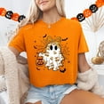 thumbnail image 1 of Cute Ghost Halloween T-Shirt – Kawaii Pumpkin and Bow Graphic Tee, 1 of 2