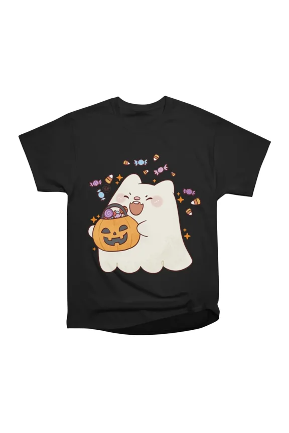 Cute Ghost Halloween with Candies T-Shirt Tee Gift For Him Merch For Her Apparel For Frien