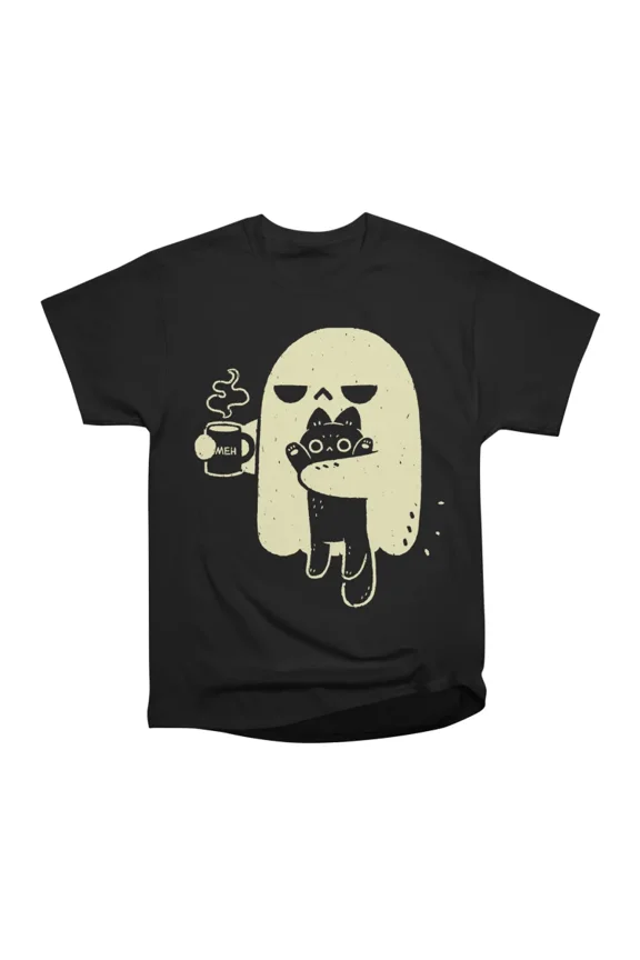 Cute Ghost Holding Cat T-Shirt Tee Gift For Him Merch For Her Apparel For Friend