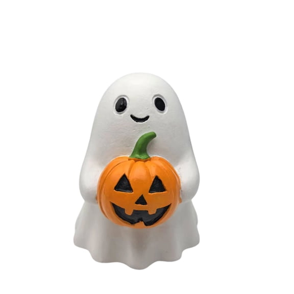 Cute Ghost Holding Pumpkin Resin Statue, Mini Jack O Lantern Ghost Figurine, Small Tabletop Ornament for Halloween Mantel Entryway Indoor Fall Home Decorations by XSAOP