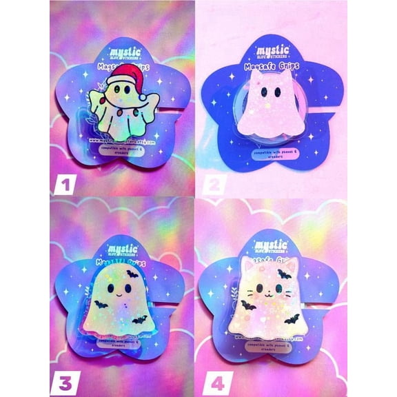 Cute Ghost Hologram magsafe Popsocket Series, Magnetic Expanding Phone Grip & Stand Secure Grip for iPhone MagSafe Cases Book Grip Cute