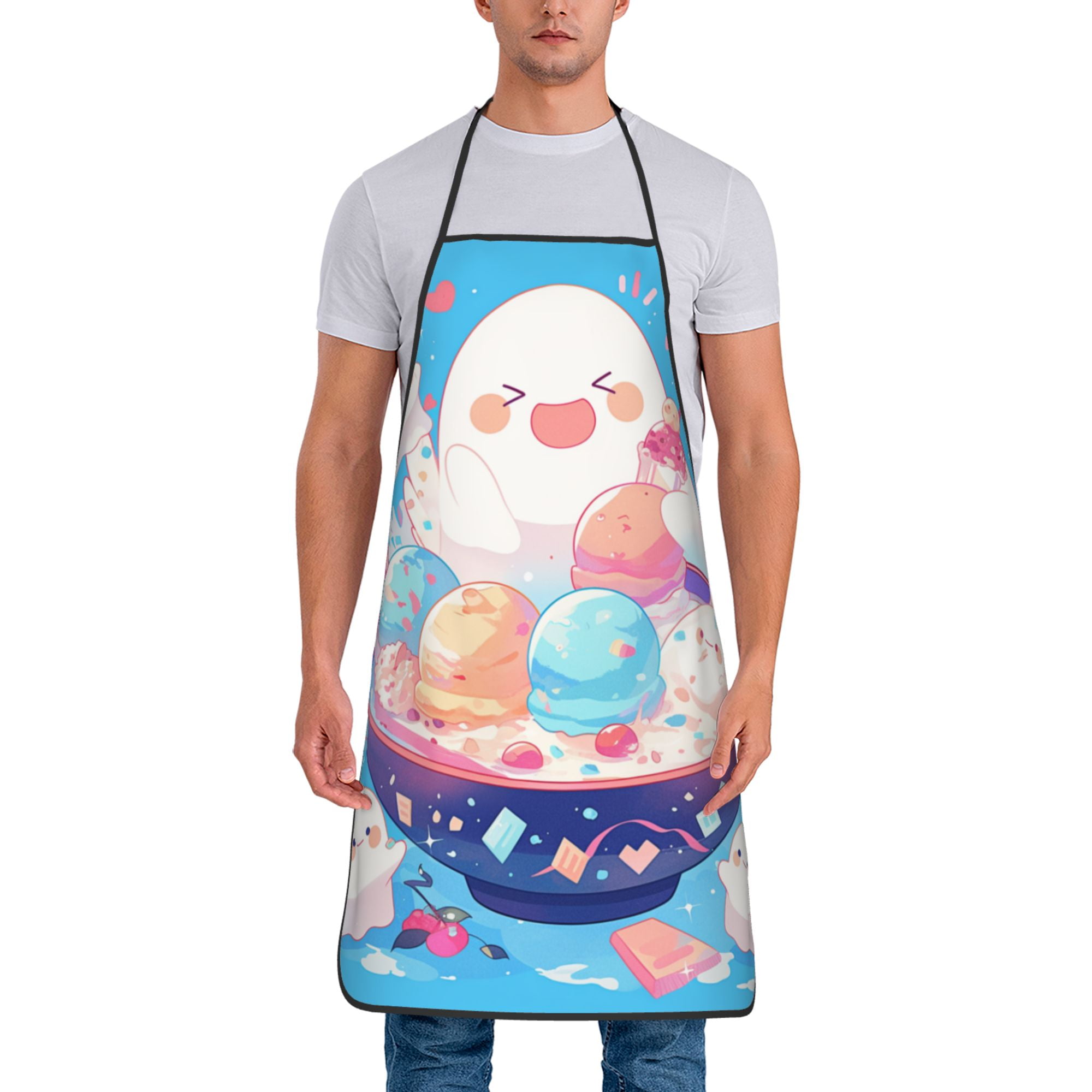 Cute Ghost Ice Cream Aprons for Women Men Waterproof For Kitchen