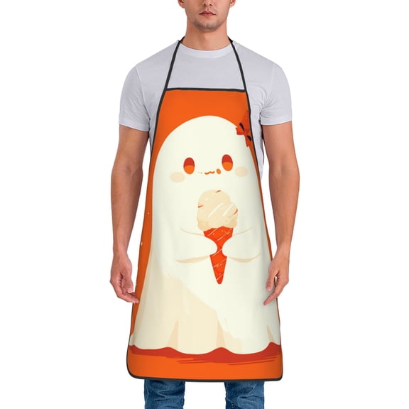 Cute Ghost Ice Cream Aprons for Women Men Waterproof For Kitchen Cooking BBQ Gardening Painting Mechanic