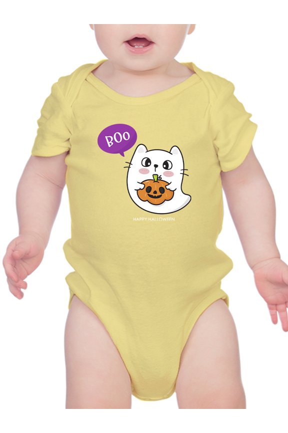 Cute Ghost Kitten W Pumpkin Bodysuit Infant -Image by Shutterstock,  Newborn