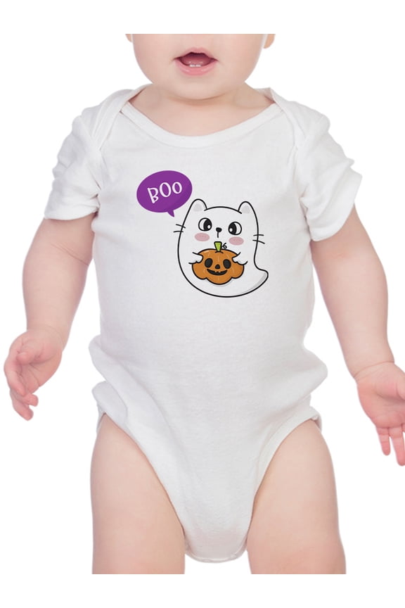 Cute Ghost Kitten W Pumpkin Bodysuit Infant -Image by Shutterstock,  Newborn