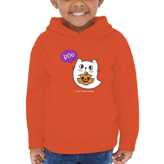 Cute Ghost Kitten W Pumpkin Hoodie Toddler -Image by Shutterstock, 2 Toddler