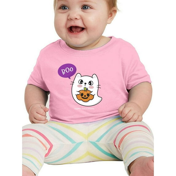 Cute Ghost Kitten W Pumpkin T-Shirt Infant -Image by Shutterstock, 12 Months