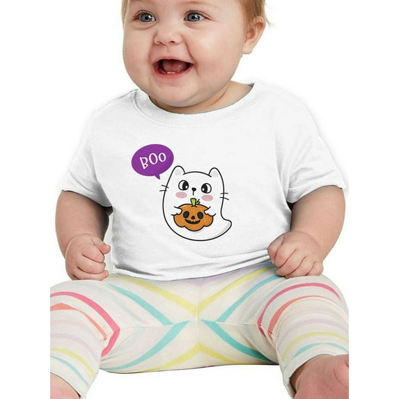 Cute Ghost Kitten W Pumpkin T-Shirt Infant -Image by Shutterstock, 6 Months