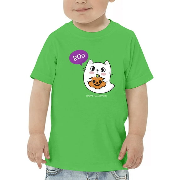 Cute Ghost Kitten W Pumpkin T-Shirt Toddler -Image by Shutterstock, 2 Toddler