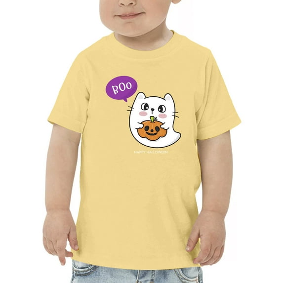Cute Ghost Kitten W Pumpkin T-Shirt Toddler -Image by Shutterstock, 2 Toddler
