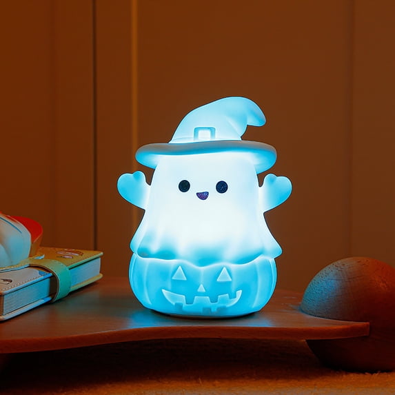 Cute Ghost LED Night Light, 7 Color Changing Touch Control Lamp, Rechargeable Soft Silicone Bedside Nightlight, Safe Decor for Bedroom & Nursery, Lovely Gift for Teens Birthday Holiday, E
