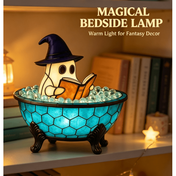 Cute Ghost LED Night Light, Soft Warm Reading Lamp, Creative Ghost Figurine Decor for Bedroom, Desk & Home