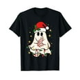 thumbnail image 1 of Cute Ghost Lights Tree Cake Merry Christmas Funny Xmas T-Shirt,Women's short-sleeved T-shirt to celebrate the coming of Christmas, 1 of 5