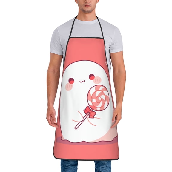Cute Ghost Lollipop Aprons for Women Men Waterproof For Kitchen Cooking BBQ Gardening Painting Mechanic