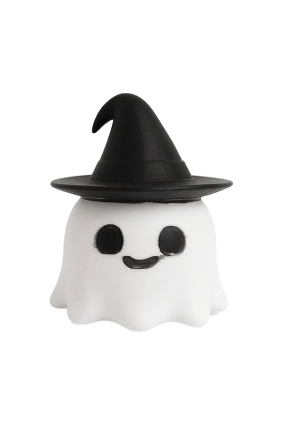 Cute Ghost Mini Figurine, Halloween Decorative Ornament, Soft Cartoon Ghost Statue with Witch Hat, Small Decoration for Desktop, Micro Landscape, Key and Bag Charm Use